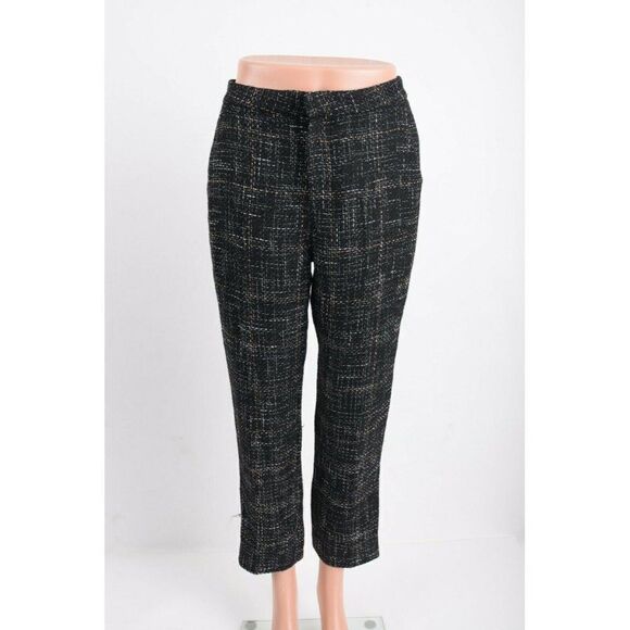 L'Agence Womens Logan Tweed Trousers Pants High Rise Cropped Black Size 2 NWT - Picture 2 of 10